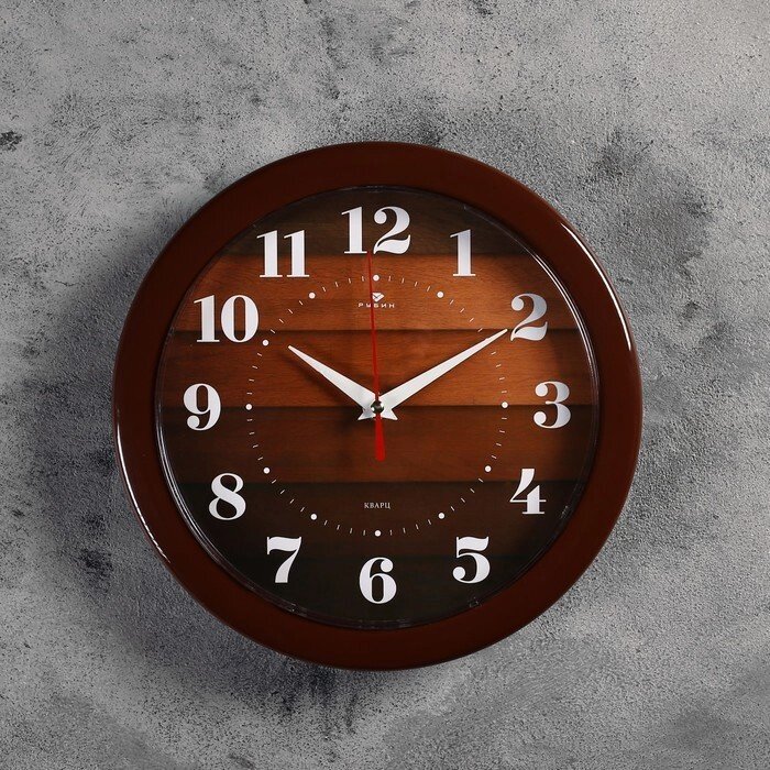 Часы настенные круглые"Паркет", коричневый обод, 23х23 см  Рубин от компании Интернет-гипермаркет «MOLL» - фото 1