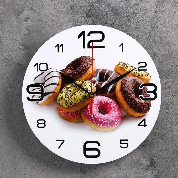 Часы настенные круглые "Пончики", 24 см от компании Интернет-гипермаркет «MOLL» - фото 1