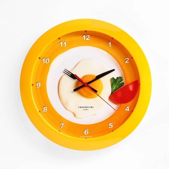 Часы настенные круглые "Яичница", жёлтый обод, 29х29 см от компании Интернет-гипермаркет «MOLL» - фото 1