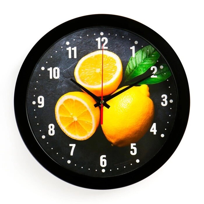 Часы настенные "Лимоны", чёрный обод, 28х28 см, микс от компании Интернет-гипермаркет «MOLL» - фото 1