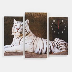 Часы настенные модульные "Белый тигр", 60 80 см
