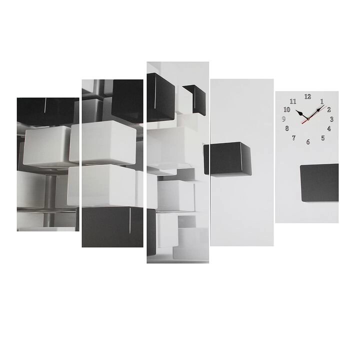 Часы настенные модульные "Чёрно-белая абстракция", 80  140 см от компании Интернет-гипермаркет «MOLL» - фото 1
