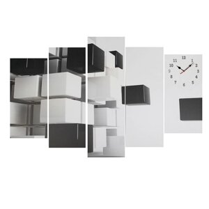Часы настенные модульные "Чёрно-белая абстракция", 80 140 см