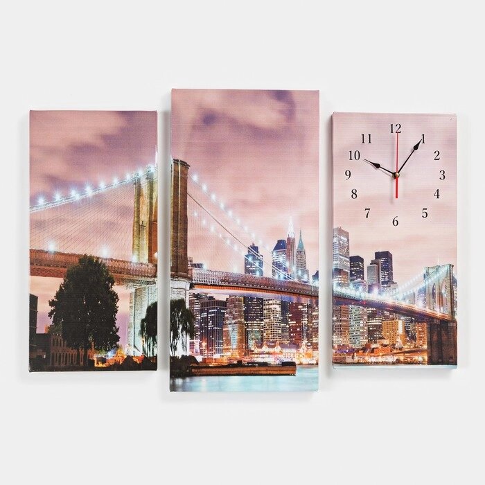 Часы настенные модульные "Огни Нью-Йорка", 60  80 см от компании Интернет-гипермаркет «MOLL» - фото 1