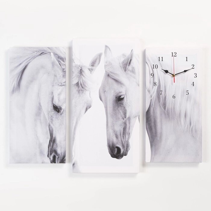 Часы настенные модульные, серия: Животные, "Лошади", 60 х 80 см от компании Интернет-гипермаркет «MOLL» - фото 1