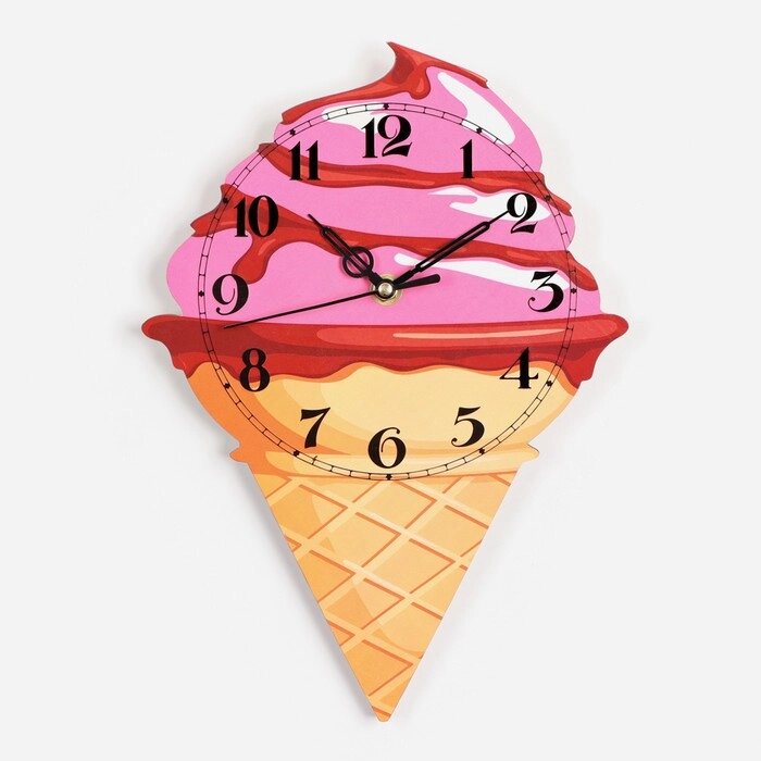 Часы настенные "Мороженое-рожок", 32х23, плавный ход, стрелки микс от компании Интернет-гипермаркет «MOLL» - фото 1