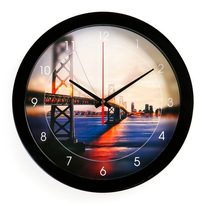 Часы настенные "Мост", чёрный обод, 28х28 см, микс от компании Интернет-гипермаркет «MOLL» - фото 1