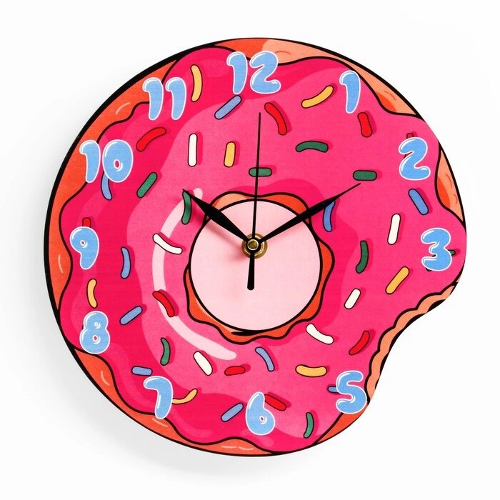 Часы настенные "Пончик", d=23.5, плавный ход от компании Интернет-гипермаркет «MOLL» - фото 1