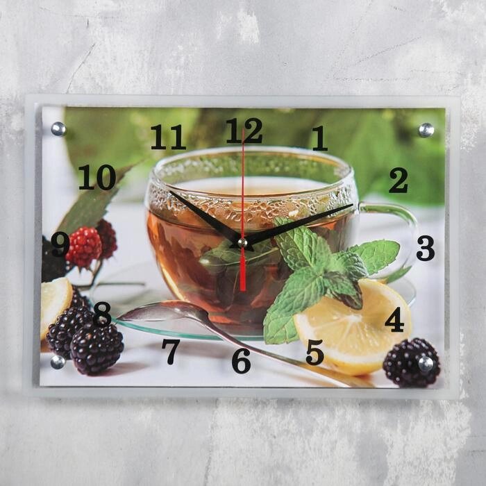 Часы настенные прямоугольные "Чай с лимоном и ежевикой", 25х35 см от компании Интернет-гипермаркет «MOLL» - фото 1
