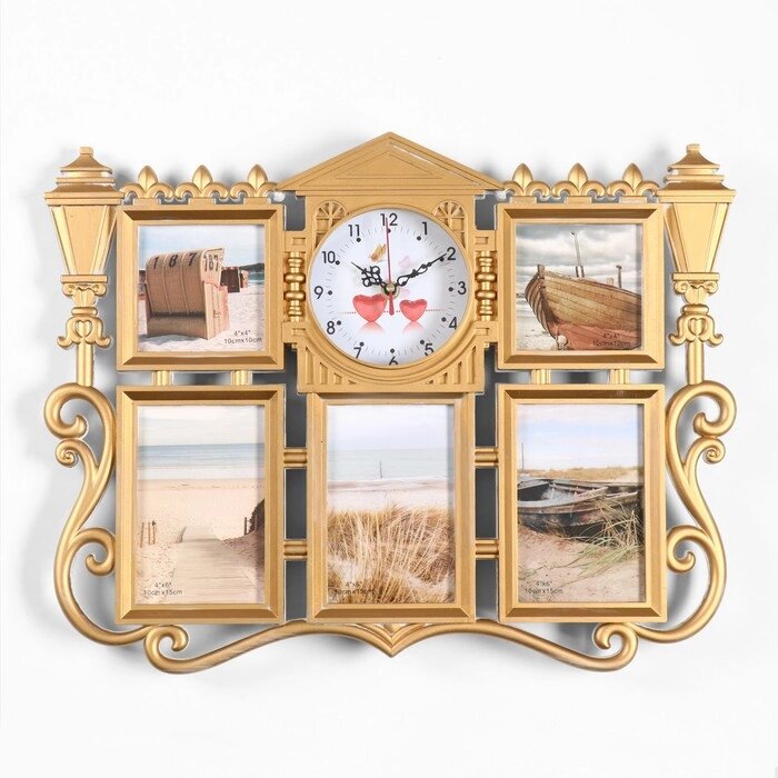 Часы настенные с фоторамками "Семья", дискретный ход, 1АА, часы d=12 см, 48 х 38 см от компании Интернет-гипермаркет «MOLL» - фото 1