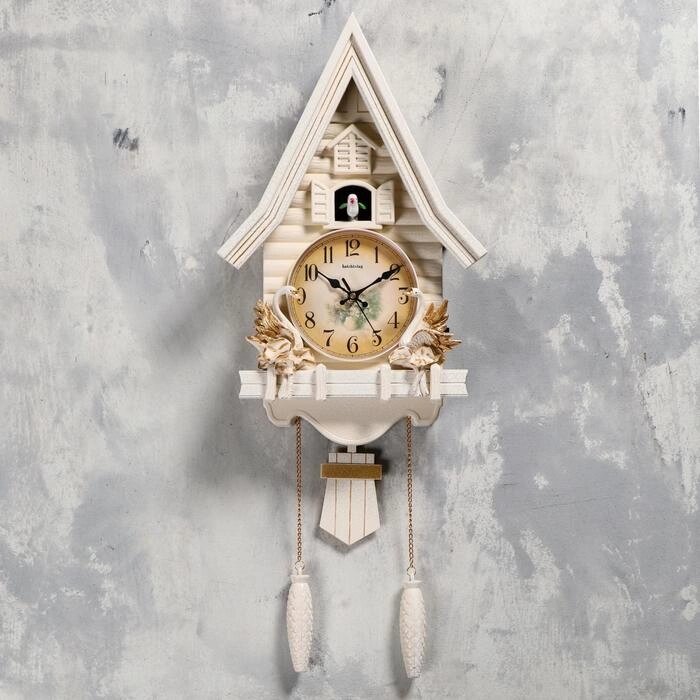 Часы настенные с кукушкой "Лебеди", 2 шт АА, 2 шт R14, плавный ход, 63х8х32 см от компании Интернет-гипермаркет «MOLL» - фото 1