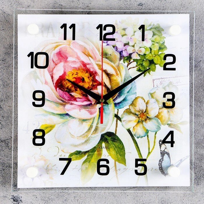 Часы настенные, серия: Цветы, "Цветы", 25х25 см  микс от компании Интернет-гипермаркет «MOLL» - фото 1