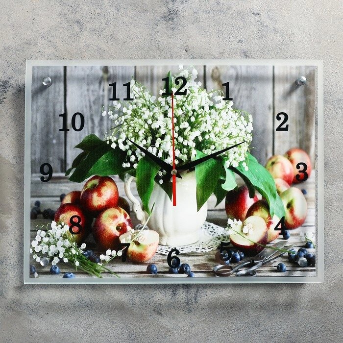 Часы настенные, серия: Цветы, "Цветы и яблоки", 30х40 см от компании Интернет-гипермаркет «MOLL» - фото 1