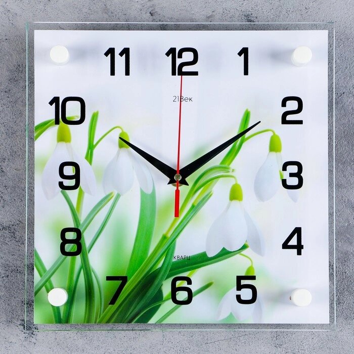 Часы настенные, серия: Цветы, "Подснежники", 25х25 см микс от компании Интернет-гипермаркет «MOLL» - фото 1