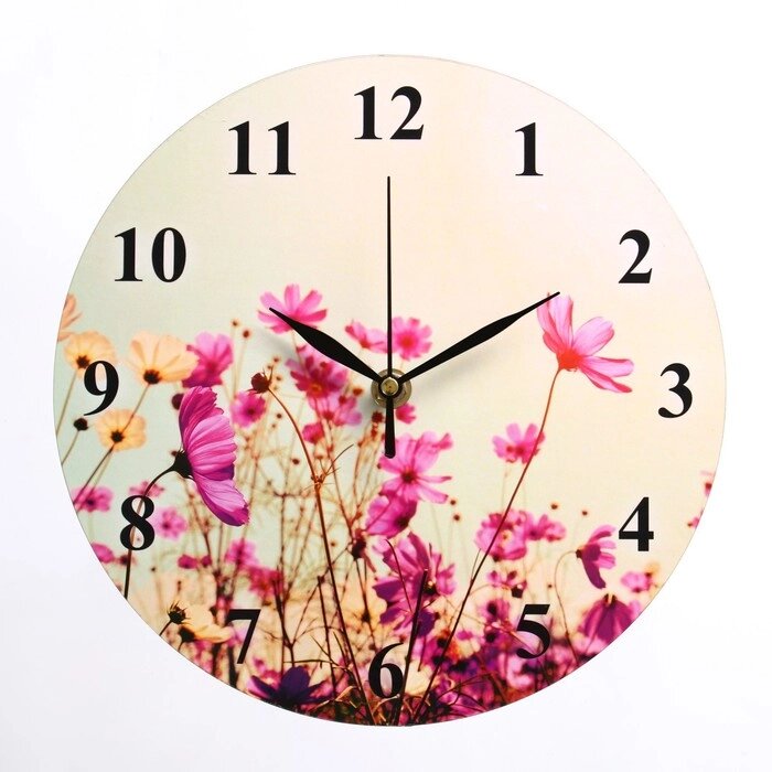Часы настенные, серия: Цветы, "Полевые цветы", плавный ход, 23.5 х 23.5 см от компании Интернет-гипермаркет «MOLL» - фото 1