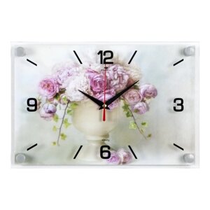 Часы настенные, серия: Цветы, "Розы в вазе"