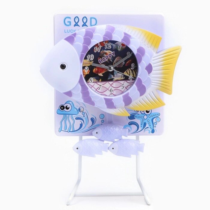 Часы настенные, серия: Детские, "Рыбки", с маятником 18 х 24 х 7.8 см от компании Интернет-гипермаркет «MOLL» - фото 1