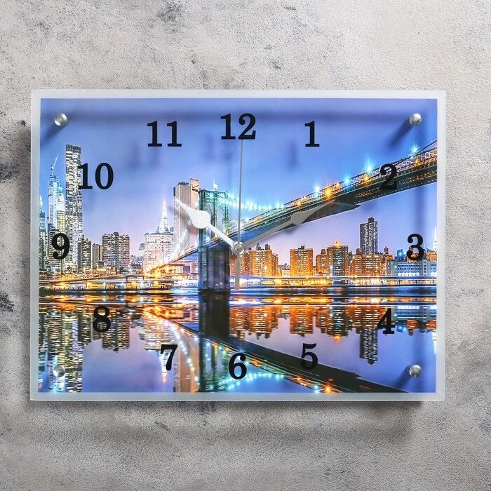 Часы настенные, серия: Город, "Бруклинский мост", 30х40  см, микс от компании Интернет-гипермаркет «MOLL» - фото 1