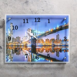 Часы настенные, серия: Город, "Бруклинский мост", 30х40 см, микс
