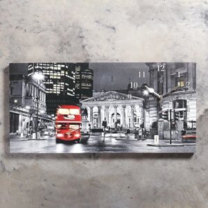 Часы настенные, серия: Город, на холсте "Лондон", 40х76 см, микс