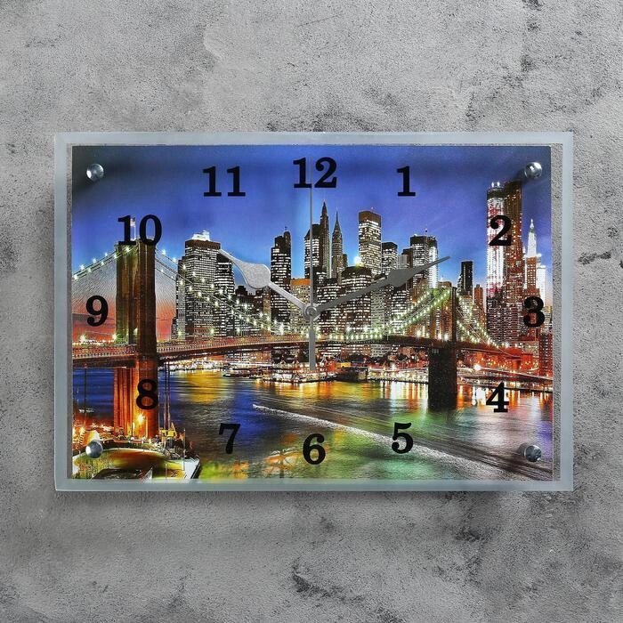 Часы настенные, серия: Город, "Ночной город и архитектура", 25х35  см, микс от компании Интернет-гипермаркет «MOLL» - фото 1