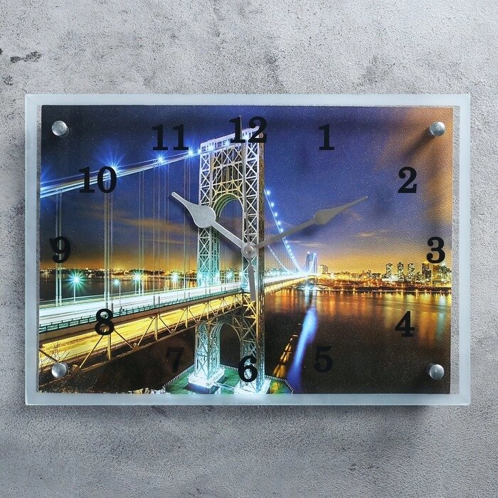 Часы настенные, серия: Город, "Ночной мост", 25х35  см, микс от компании Интернет-гипермаркет «MOLL» - фото 1