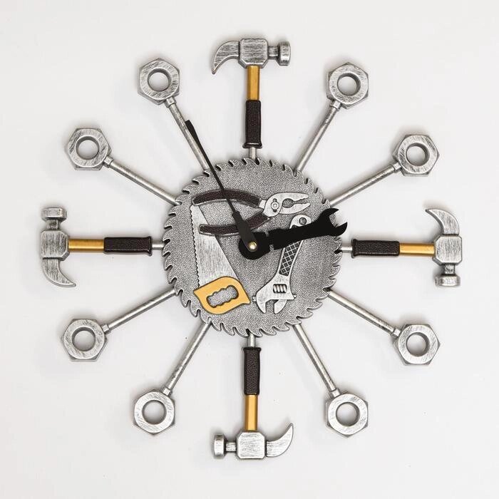 Часы настенные, серия: Интерьер, "Инструменты", цвет состаренное серебро, d=37 см от компании Интернет-гипермаркет «MOLL» - фото 1