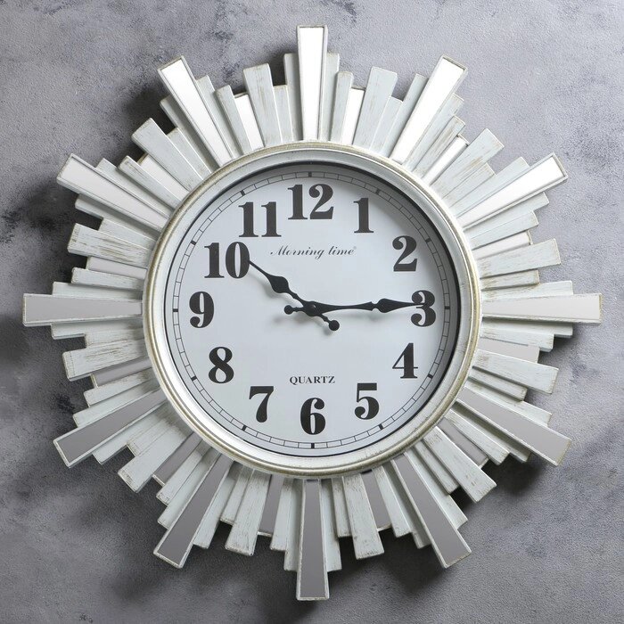 Часы настенные, серия: Интерьер, "Лучики Солнца" с зеркалом, белые, d=58 см, цифры микс от компании Интернет-гипермаркет «MOLL» - фото 1