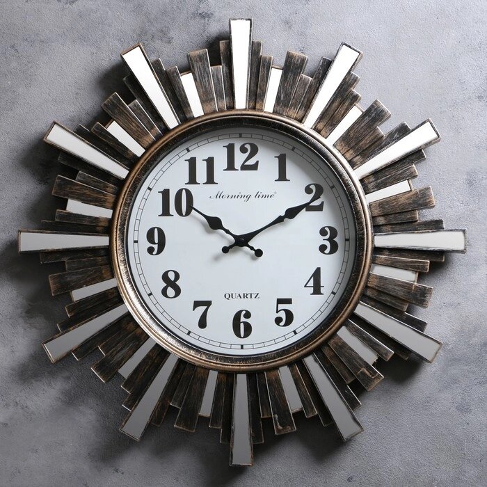 Часы настенные, серия: Интерьер, "Лучики Солнца" с зеркалом, коричневые, d=58 см от компании Интернет-гипермаркет «MOLL» - фото 1