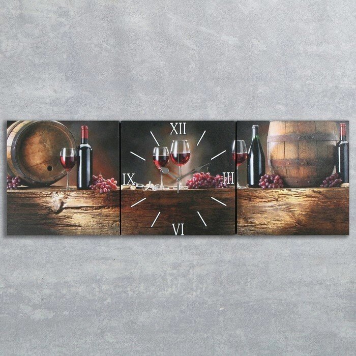 Часы настенные, серия: Интерьер, модульные "Вино", 35х110  см, микс от компании Интернет-гипермаркет «MOLL» - фото 1