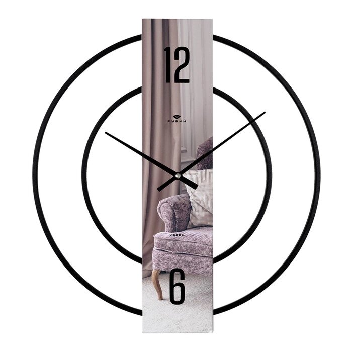 Часы настенные, серия: Интерьер, "Отражение", d-50 см, черные от компании Интернет-гипермаркет «MOLL» - фото 1