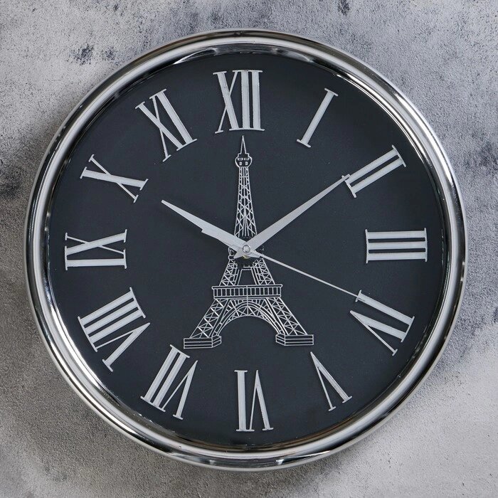 Часы настенные, серия: Интерьер, "Париж",  d=34 см, 1 АА,  плавный ход от компании Интернет-гипермаркет «MOLL» - фото 1