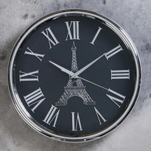 Часы настенные, серия: Интерьер, "Париж", d=34 см, 1 АА, плавный ход