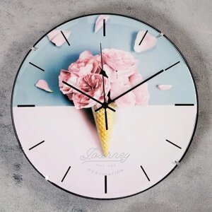 Часы настенные, серия: Интерьер, "Розовый рожок", d=30 см, плавный ход