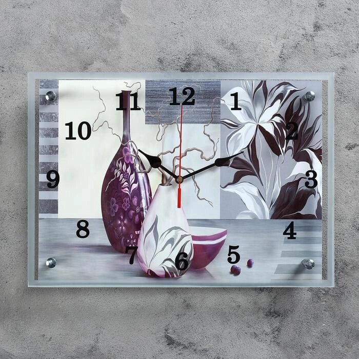 Часы настенные, серия: Интерьер, "Сиреневые вазы"25х35 см, микс от компании Интернет-гипермаркет «MOLL» - фото 1