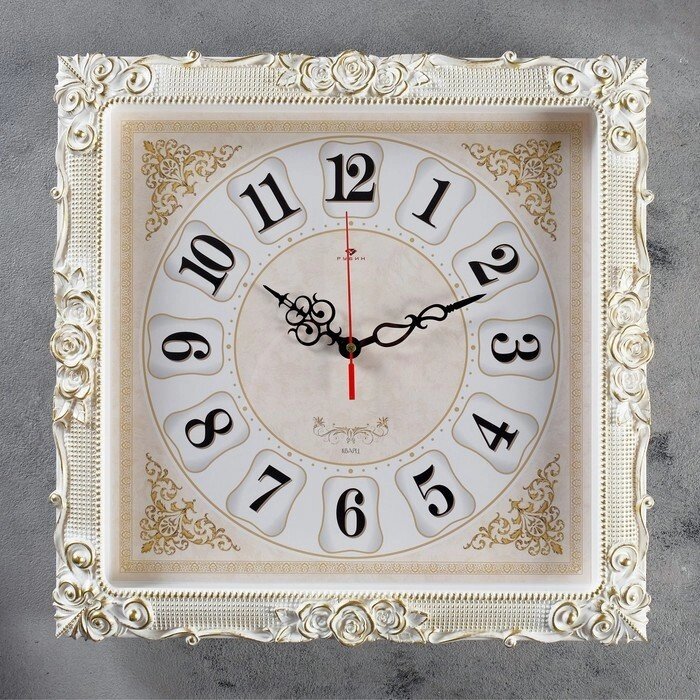 Часы настенные, серия: Классика, "Барака", белое золото, 38х38 см от компании Интернет-гипермаркет «MOLL» - фото 1