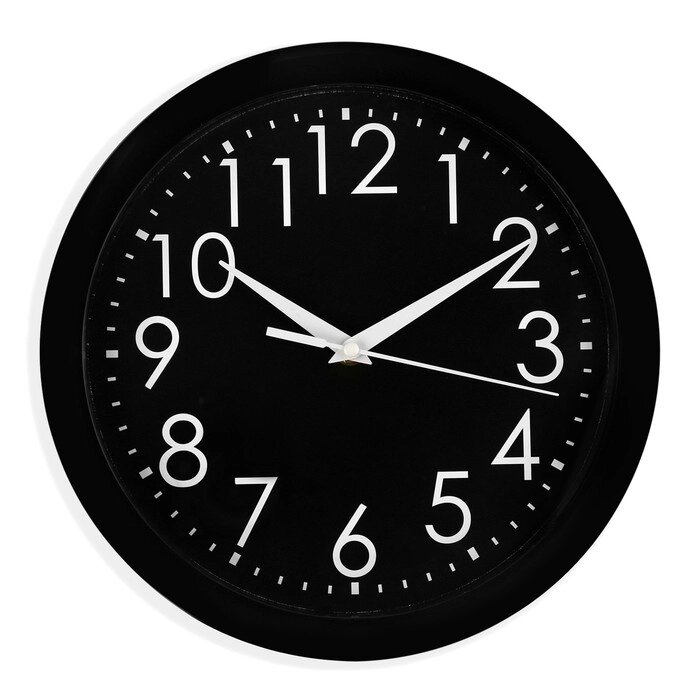 Часы настенные, серия: Классика, "Цифры на чёрном фоне", плавный ход, d-28 см от компании Интернет-гипермаркет «MOLL» - фото 1