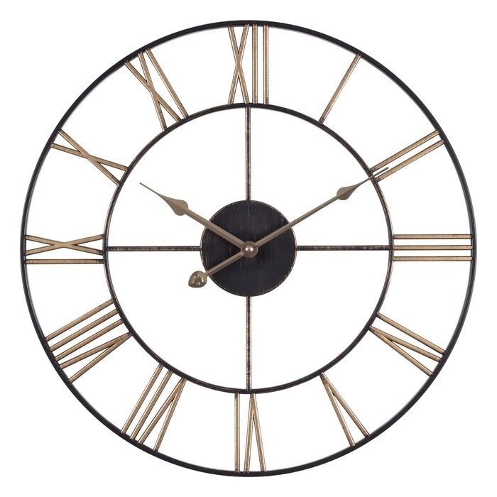 Часы настенные, серия: Классика, d-47.5 см, корпус чёрный с бронзой от компании Интернет-гипермаркет «MOLL» - фото 1