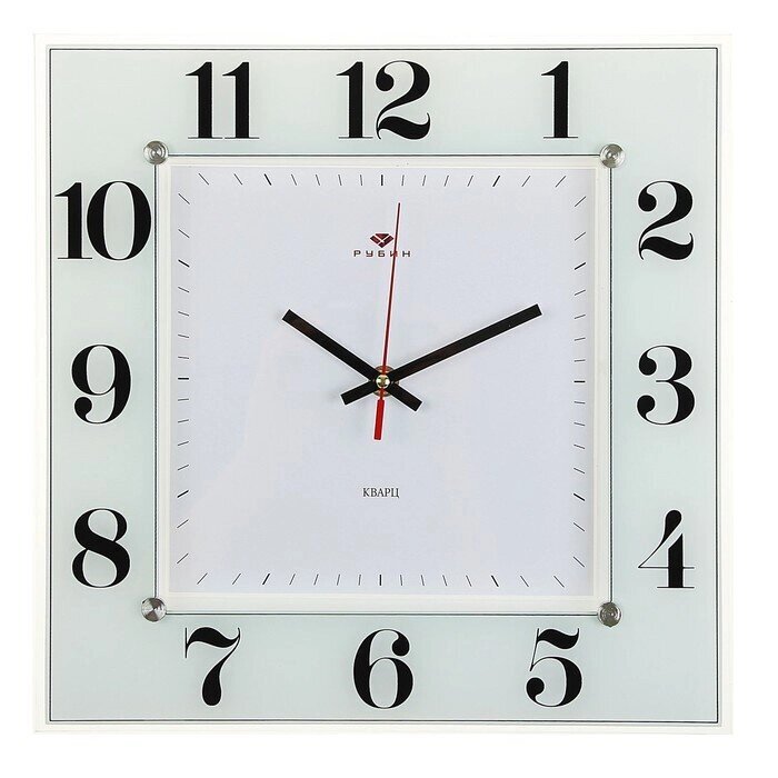 Часы настенные, серия: Классика, "Классика", 31х31 см стекло, белые Рубин от компании Интернет-гипермаркет «MOLL» - фото 1