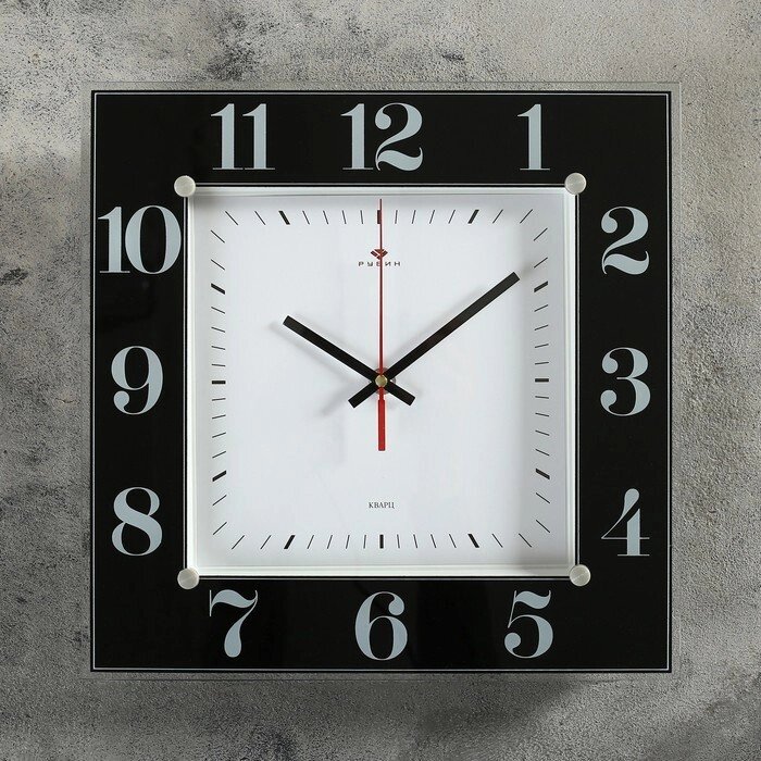 Часы настенные, серия: Классика, "Классика", 31х31 см стекло, черные Рубин от компании Интернет-гипермаркет «MOLL» - фото 1