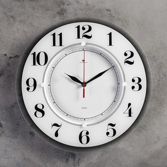 Часы настенные, серия: Классика, "Классика", 34 см стекло, белые Рубин от компании Интернет-гипермаркет «MOLL» - фото 1
