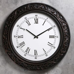 Часы настенные, серия: Классика, "Мальта", d=60 см, темная рама