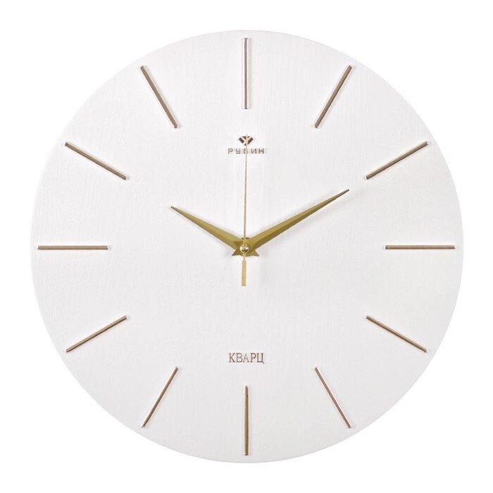 Часы настенные, серия: Классика, плавный ход, d-30 см, белые с золотом от компании Интернет-гипермаркет «MOLL» - фото 1