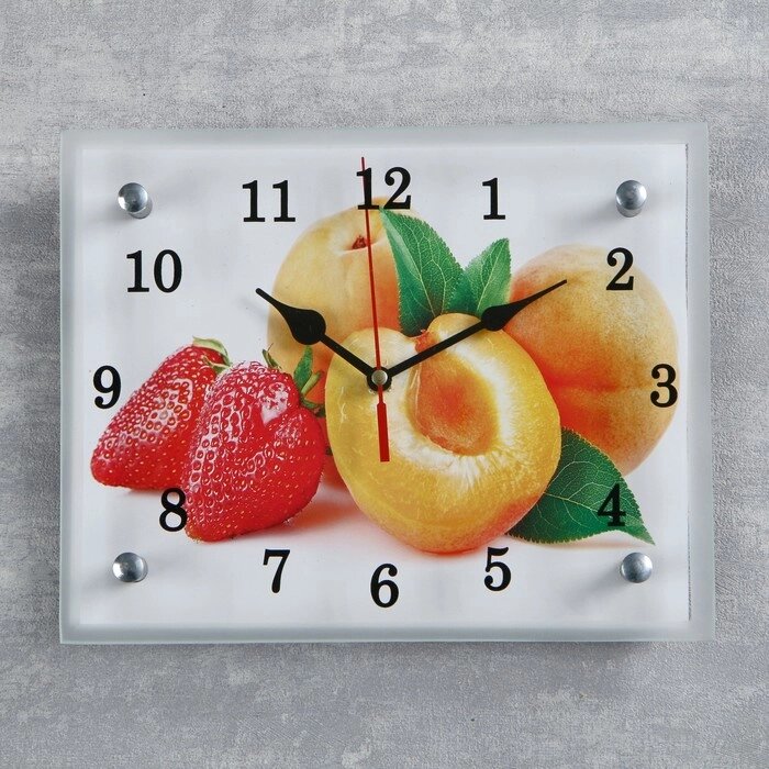Часы настенные, серия: Кухня, "Абрикосы и клубника", 20х25  см, микс от компании Интернет-гипермаркет «MOLL» - фото 1