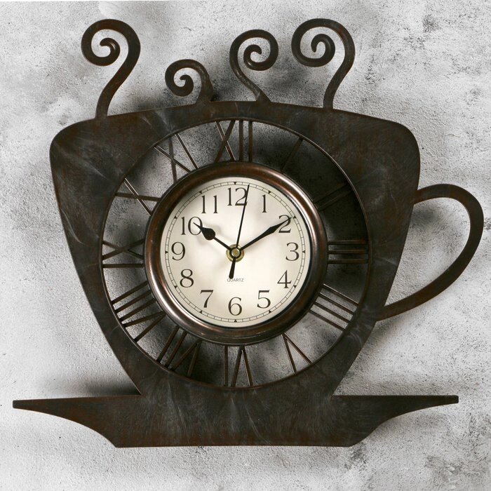 Часы настенные, серия: Кухня, "Чашка кофейная", бронза с напылением, 31х33 см от компании Интернет-гипермаркет «MOLL» - фото 1