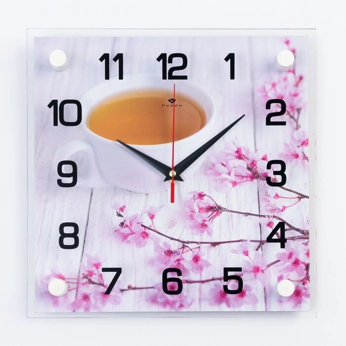 Часы настенные, серия: Кухня, "Чай и сакура", 25 х 25 см от компании Интернет-гипермаркет «MOLL» - фото 1