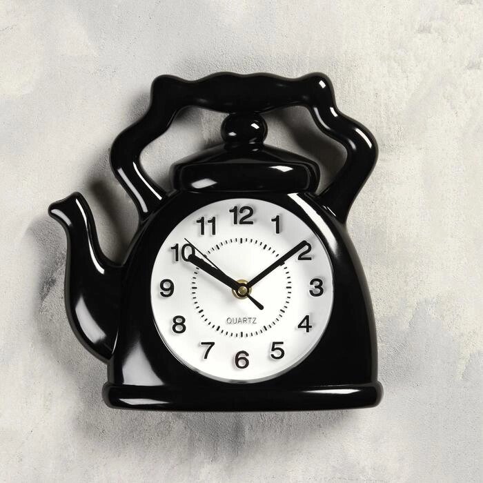 Часы настенные, серия: Кухня, "Чайник", черный, 24х24 см, плавный ход от компании Интернет-гипермаркет «MOLL» - фото 1