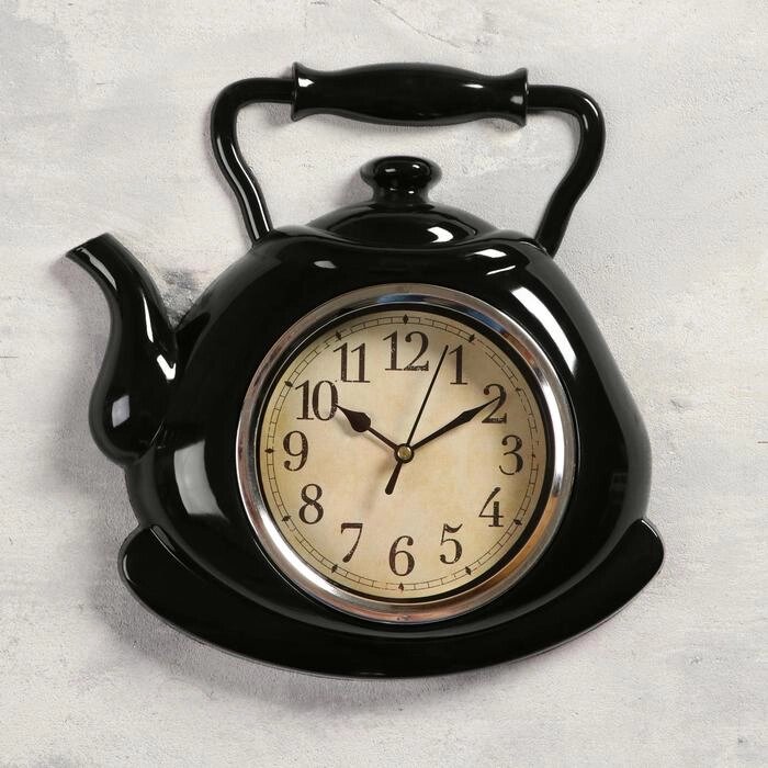 Часы настенные, серия: Кухня, "Чайник", черный, 25х29 см от компании Интернет-гипермаркет «MOLL» - фото 1
