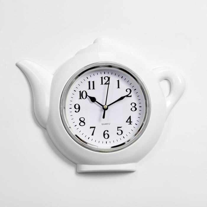 Часы настенные, серия: Кухня, "Чайник", хром, 30х23 см от компании Интернет-гипермаркет «MOLL» - фото 1