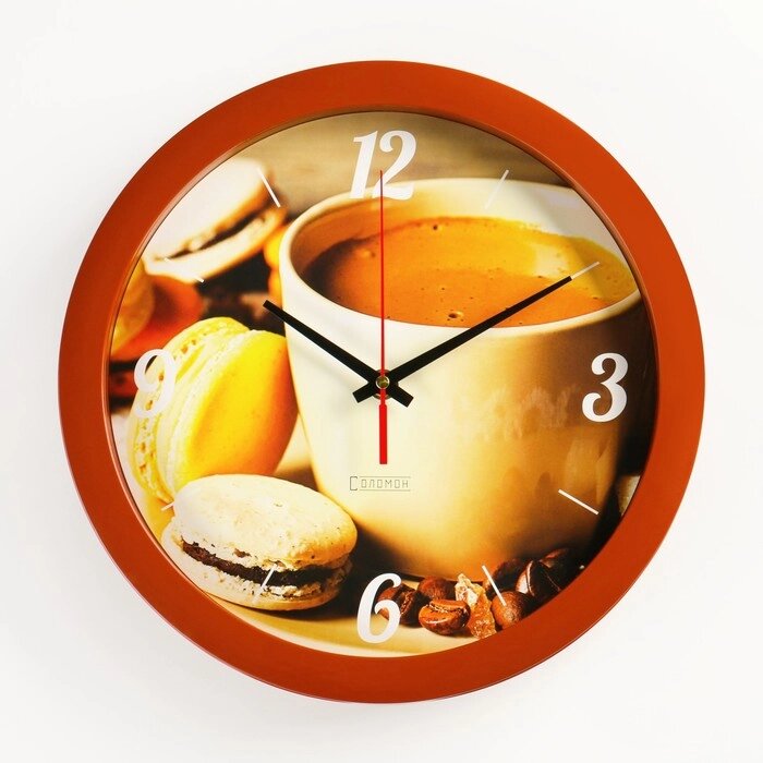 Часы настенные, серия: Кухня, "Кофе и макаруны", плавный ход, d=28 см от компании Интернет-гипермаркет «MOLL» - фото 1